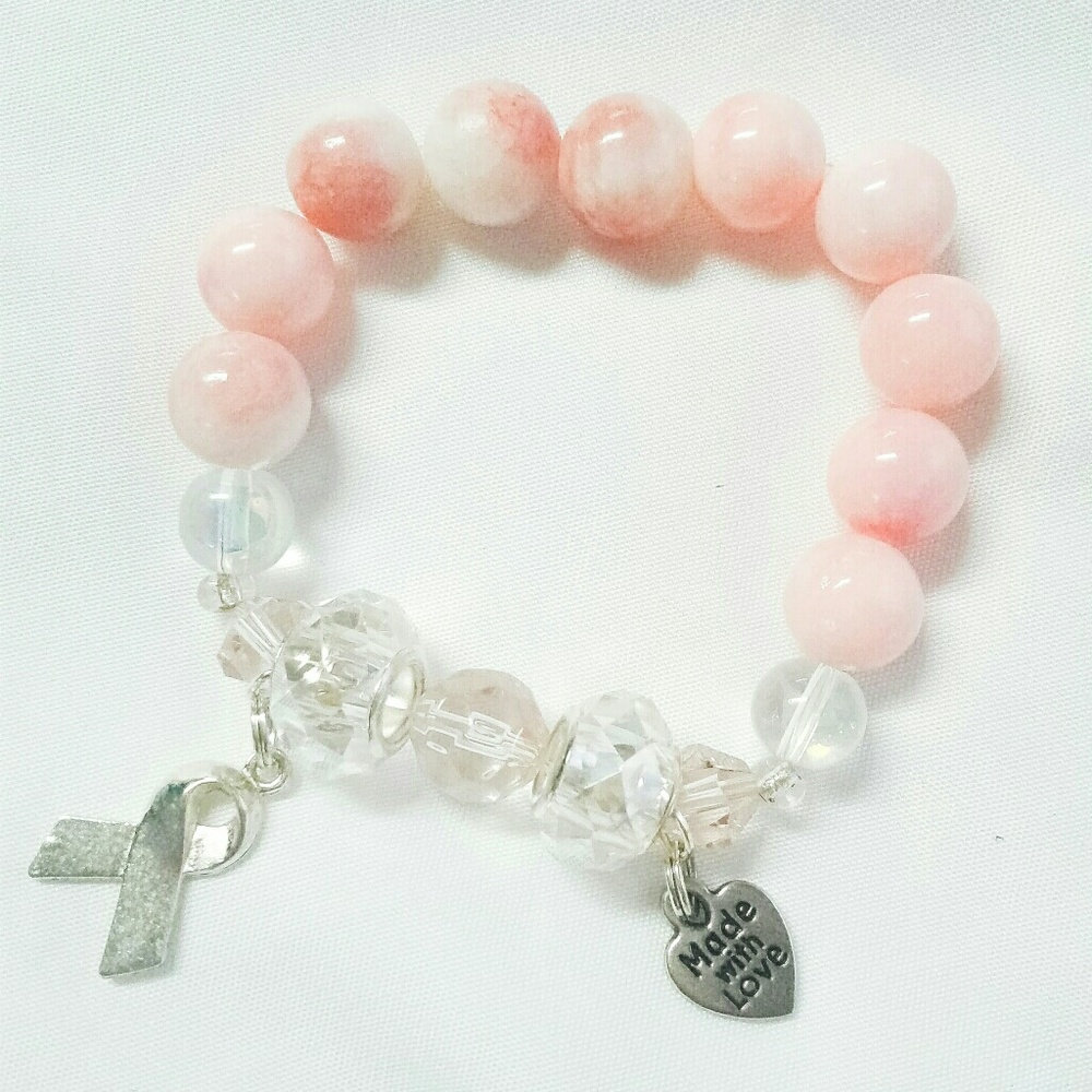 Handmade Pink Breast Cancer Bracelet